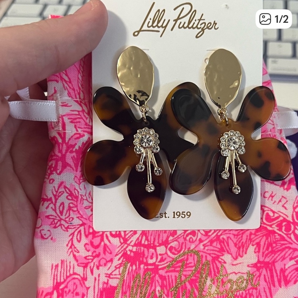Lilly Pulitzer Tortoise Floral Earrings